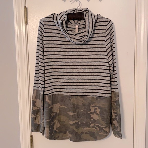 Boutique Print Block Cowl Neck Sweater - Picture 1 of 4